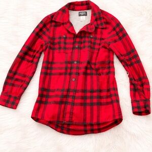 OshKosh B'gosh Red and Black Plaid Shirt size 7